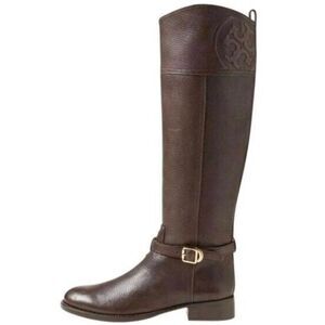 TORY BURCH Marlene Brown Leather Riding Boot Size 6M